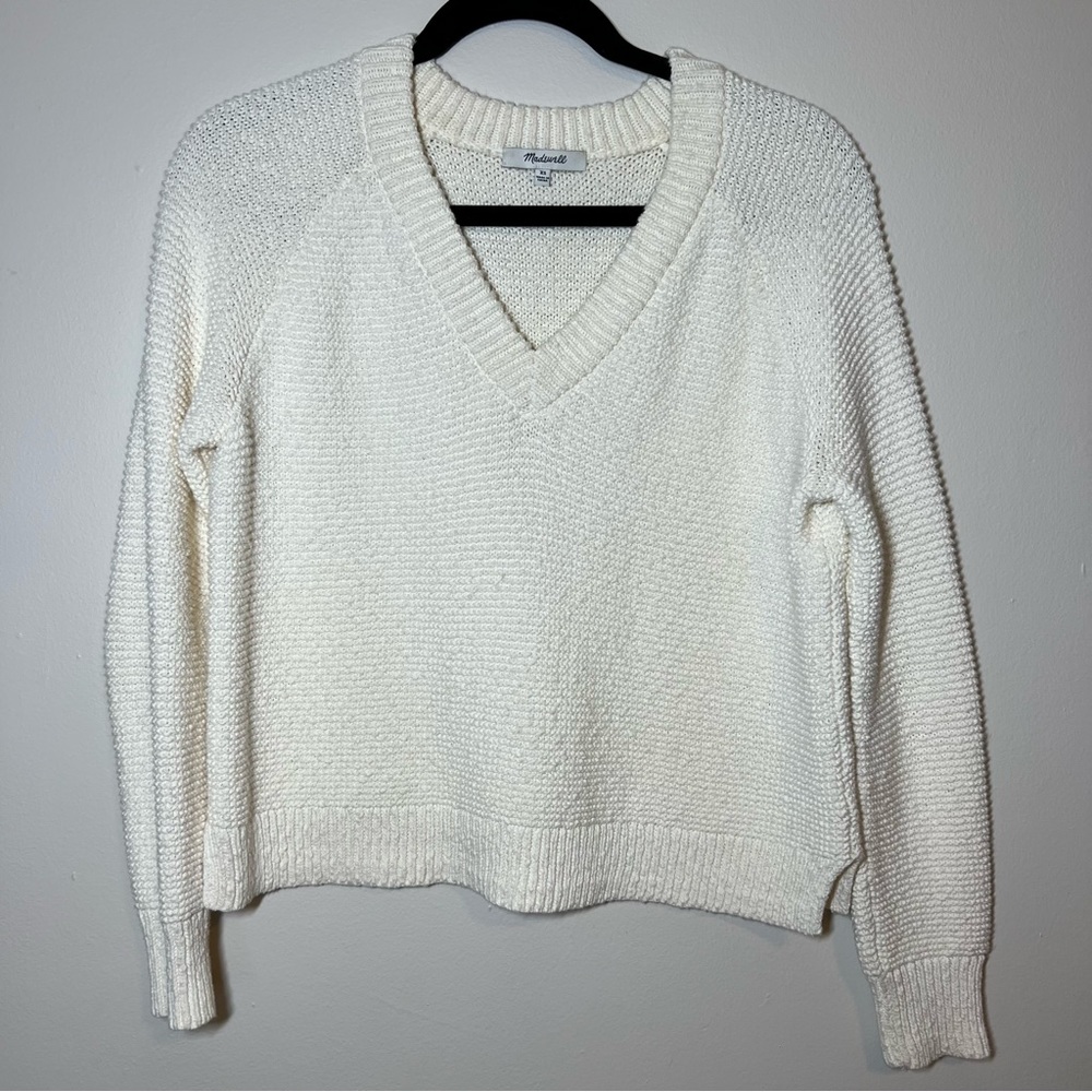 Madewell Knit Cotton V-Neck Sweater